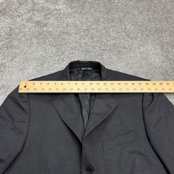 Ermenegildo Zegna Trofeo Suit Blazer Jacket Men 42R Dark Gray Double Vented Work - Picture 12 of 13